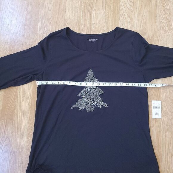 Coldwater Creek Embellished Christmas Tree Tee Sz Large - Picture 7 of 10